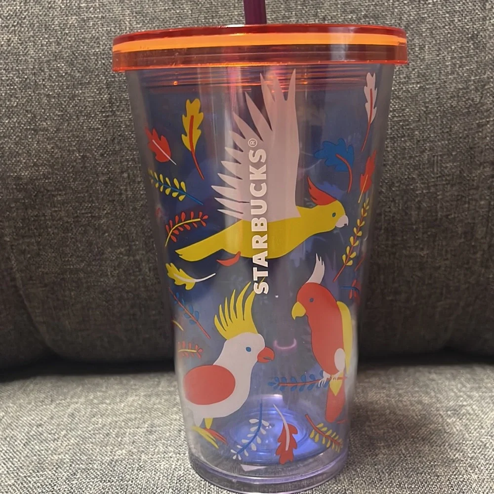 Starbucks Grande Tropical Birds Tumbler with Straw